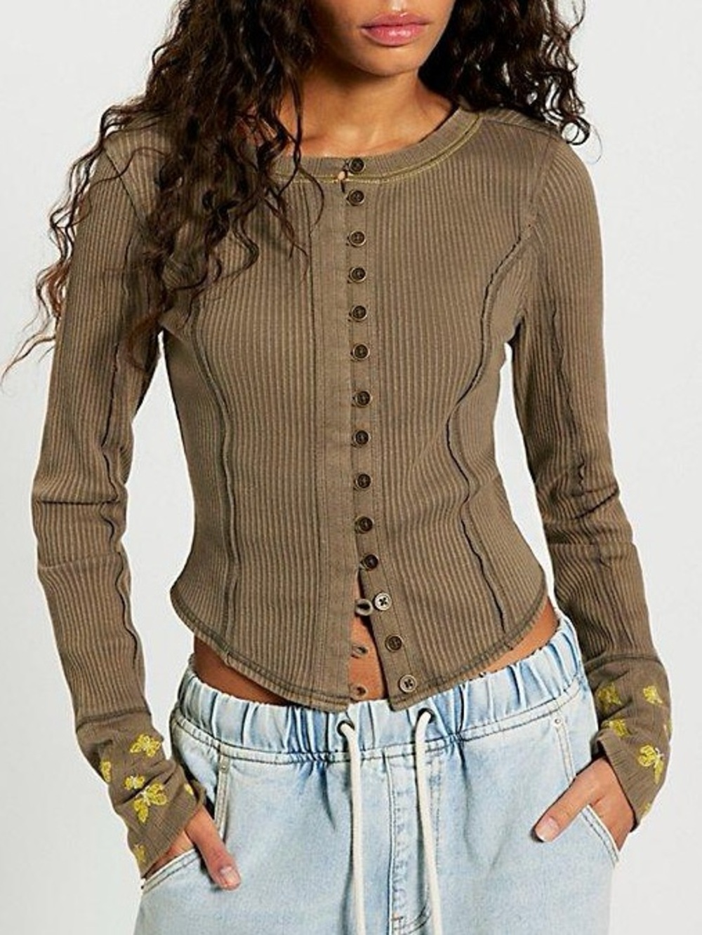 Free People We the Free Daria Cuff Long Sleeve Top